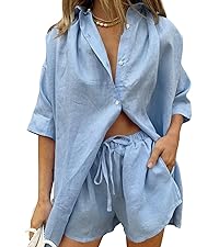 2 Piece Outfits Summer Shorts Lounge Set Button Shirt Sweatsuits