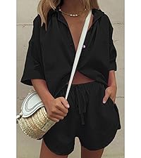 2 Piece Outfits Summer Shorts Lounge Set Button Shirt Sweatsuits