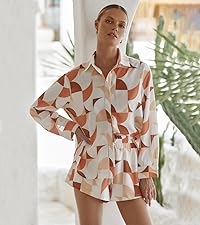 Two Pieces Sets Loungewear Loose Casual Short Sleeve Shirt and Shorts Set Matching Sets for Women