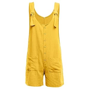 Womens Rompers for Summer Cute Casual Linen Romper Shorts Loose Short Sleeve Romper Jumpsuits