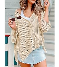 pink queen oversized crochet pullover sweaters long sleeve hollow out slit tunic cardigan coverups