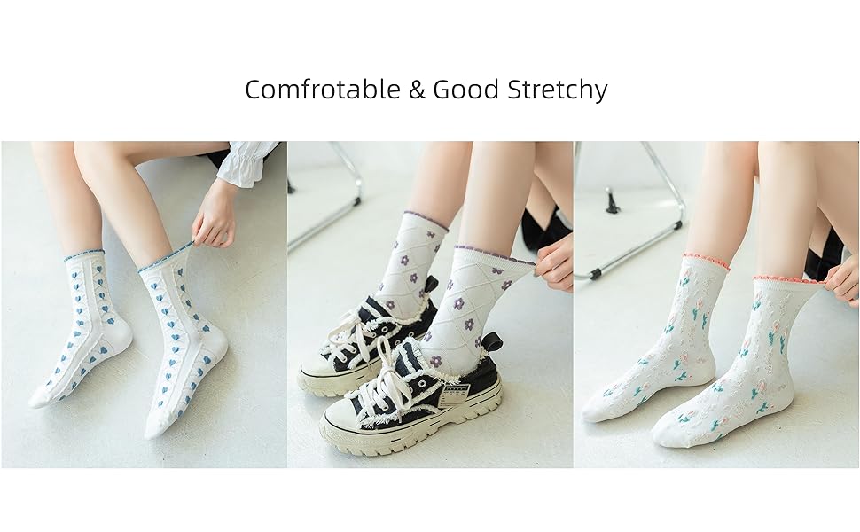 good stretchy frilly mid_calf socks