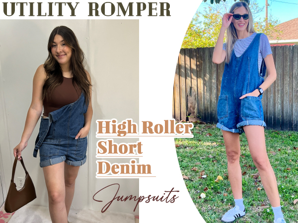 Denim romper for women 2024