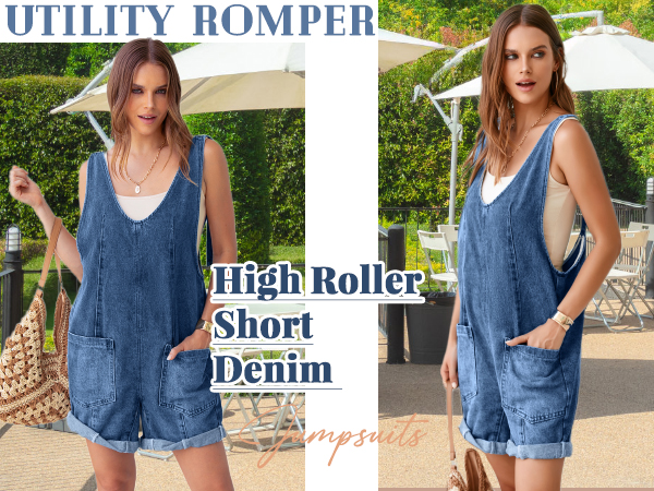 denim overall shorts for women