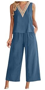 Wide Leg Pants Set Vacation Set