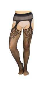 floral suspender pantyhose