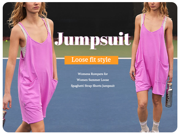 Women''s Summer Casual Sleeveless Rompers Loose Spaghetti Strap Shorts Jumpsuit with Pockets