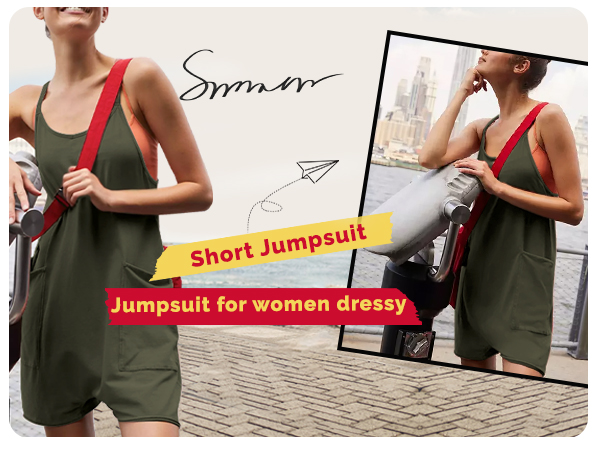 One Piece Jumpsuits for Women Summer Casual Sleeveless Loose Rompers Shorts