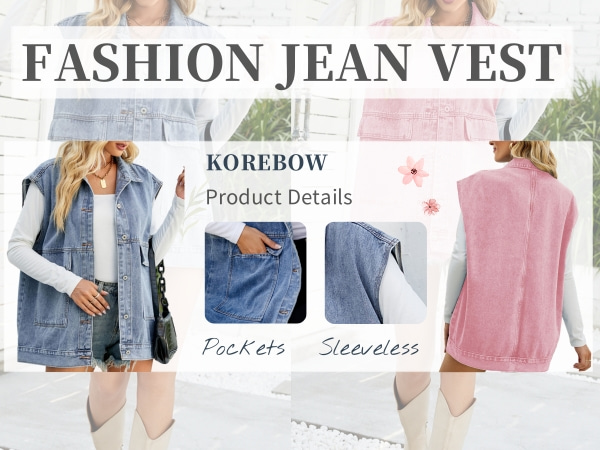 denim jean vest for women oversized