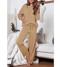 2 Piece Outfits Sweater Set Long Sleeve Hoodies With Pocket Wide Leg Pants Lounge Sets Sweatsuit