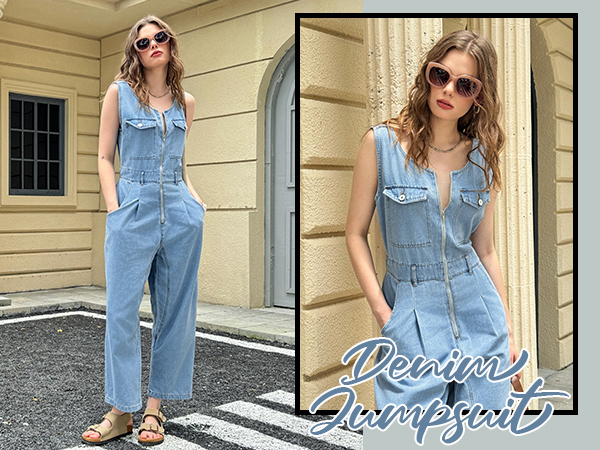 Baggy Cropped Jeans Jumpsuits