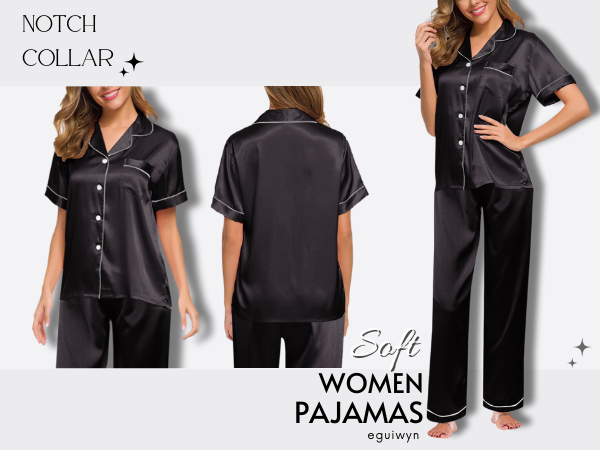 Women''s Pajamas Set Notch Collar Lounge Set