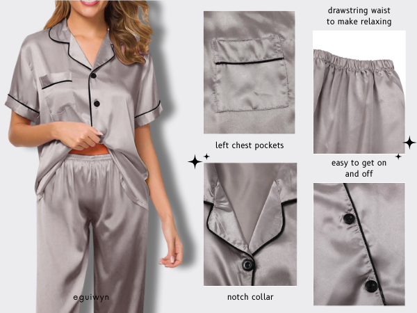 Women''s Pajamas Set Notch Collar Lounge Set