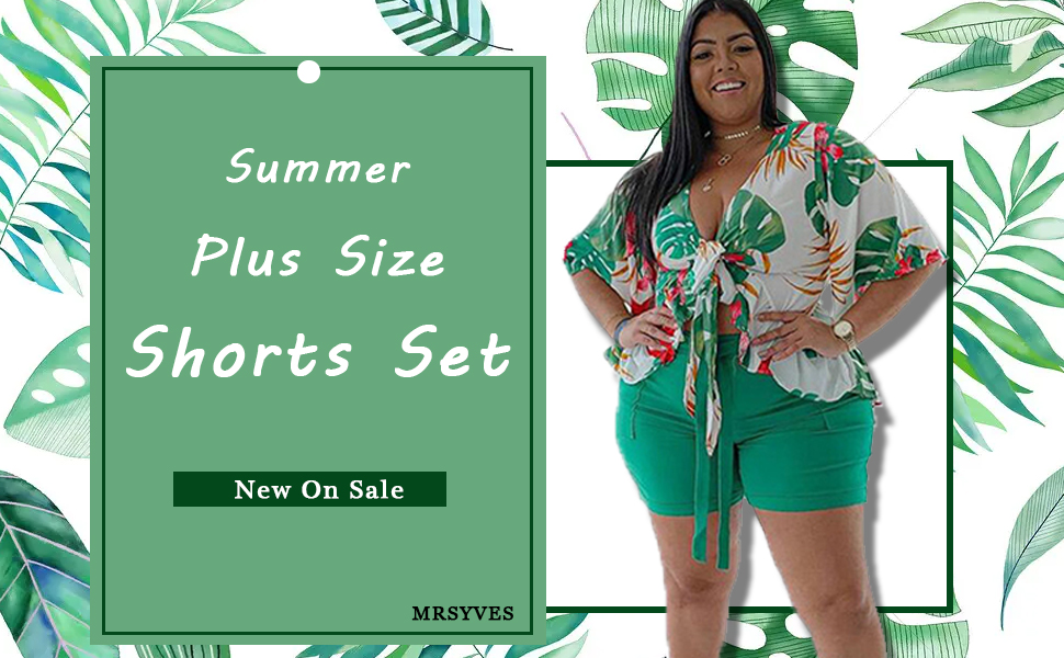 Women''s Plus Size Two Pieces Shorts Set