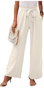 Women''s Drawstring Trousers Business Pull On Pants for Women Work Casual Stretchy Regular