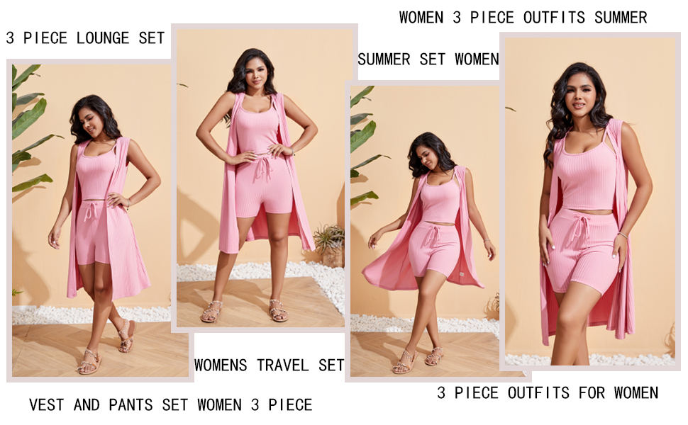 3 piece outfits for women，3 piece sets for women summer