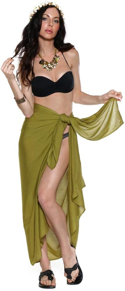 Sarong for Women Beach Sarong Pareo Womens Semi-Sheer Swimsuit Cover Ups Solid Color Wrap Fringeless™