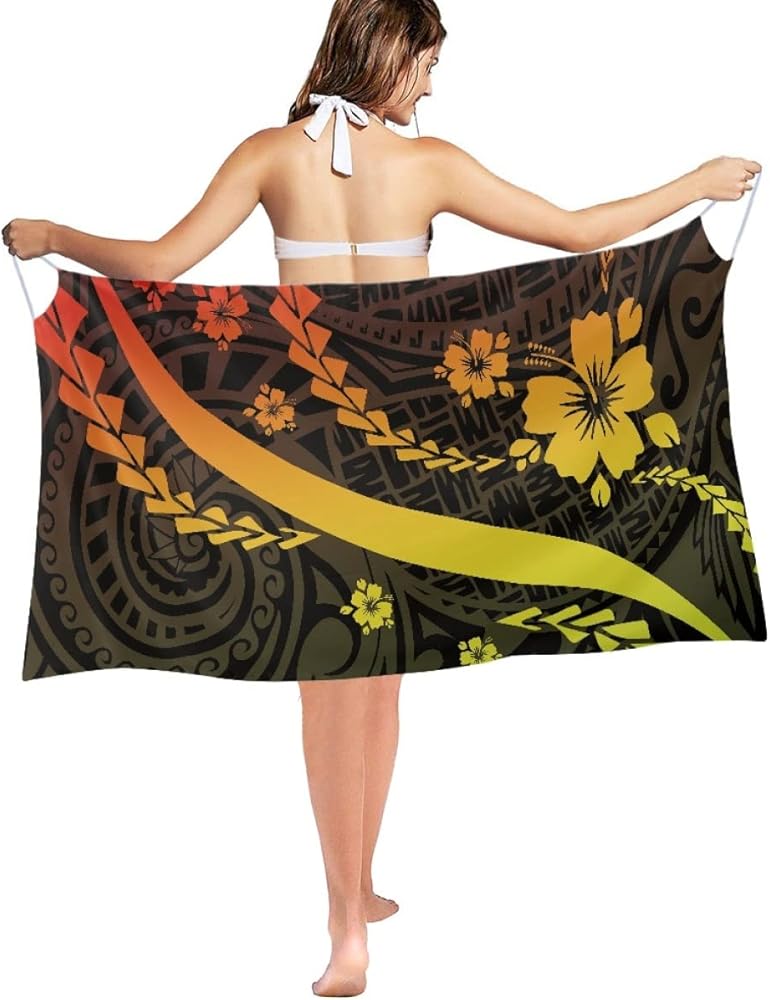 Polynesian Samoa Printed Beach Cover Ups for Womens Beach Bikini Pareo Sarongs Wrap Skirt