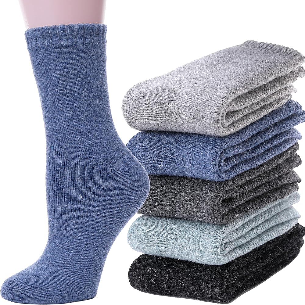 ANTSANG Merino Wool Socks for Women Hiking Thermal Warm Thick Winter Boot Crew Cozy Cabin Work Soft Ladies Socks 5 Pairs