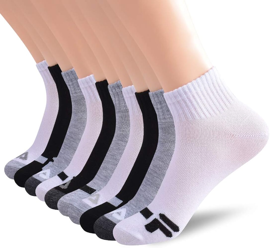 Fila Womens Quarter Ankle Socks, Womens Athletic Socks, 10 Pack