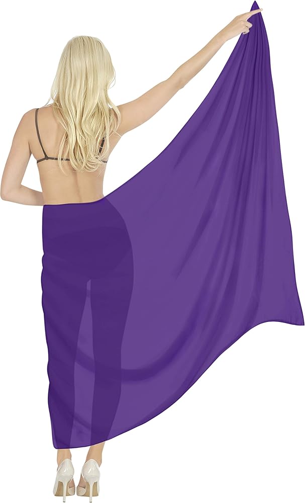 LA LEELA Women's Wraps Summer Cover-Up Sarong Swimwear Coverups Pareo Beach Bikini Swimsuit Swim Cover Ups for Women Beachwear One Size Plain, Violet