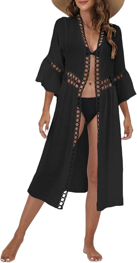 Women's Open Front Swimsuit Cover Ups Dress Cardigan Bikini Summer Beach Coverups Dresses Swimwear Bathing Suit