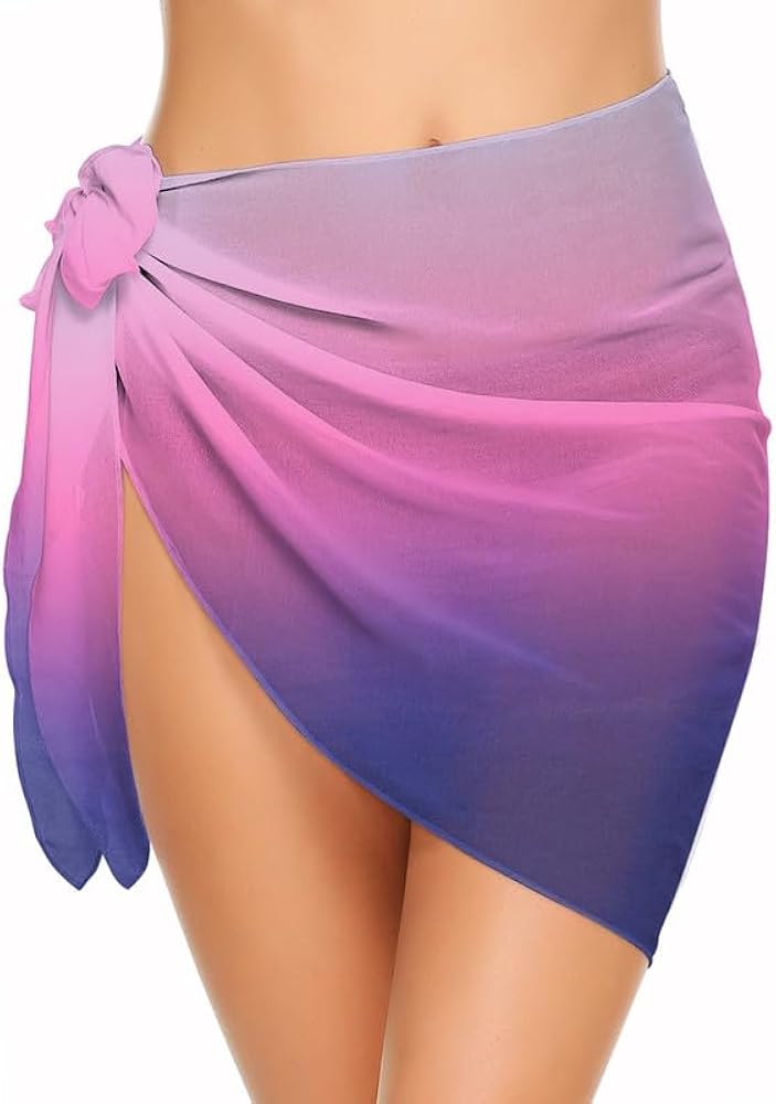 Ekouaer Women's Short Sarongs Chiffon Cover Ups Sheer Bikini Wraps for Swimwear S-3XL