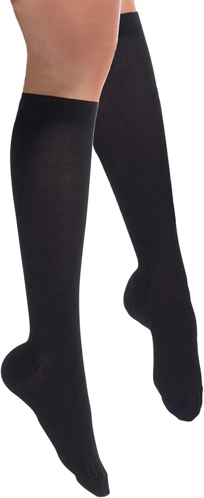 JOMI COMPRESSION Sock Collection, 15-20mmHg Women's Cotton 114 (Small, Black)