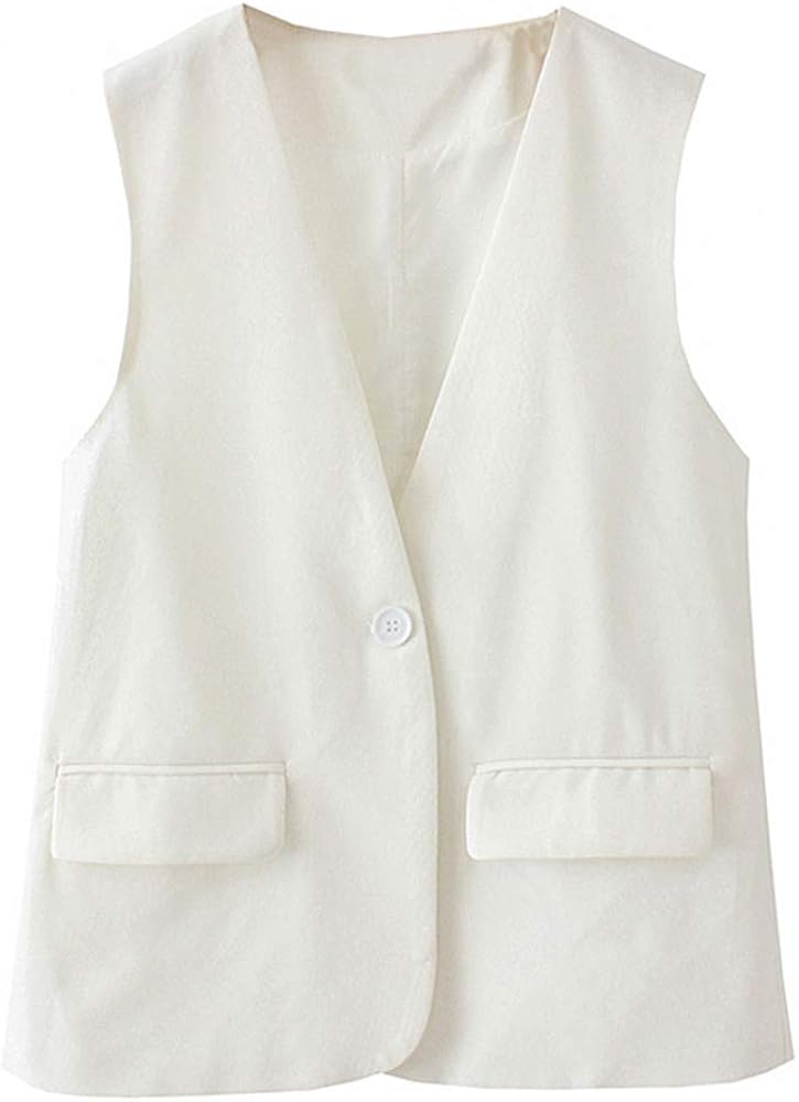 Kedera Women's Office Sleeveless Duster Trench Vest Casual Lapel Blazer Jacket