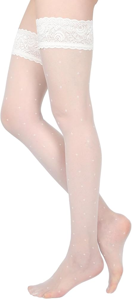 MeMoi Elegance Sheer Allover Dot Thigh High Stockings