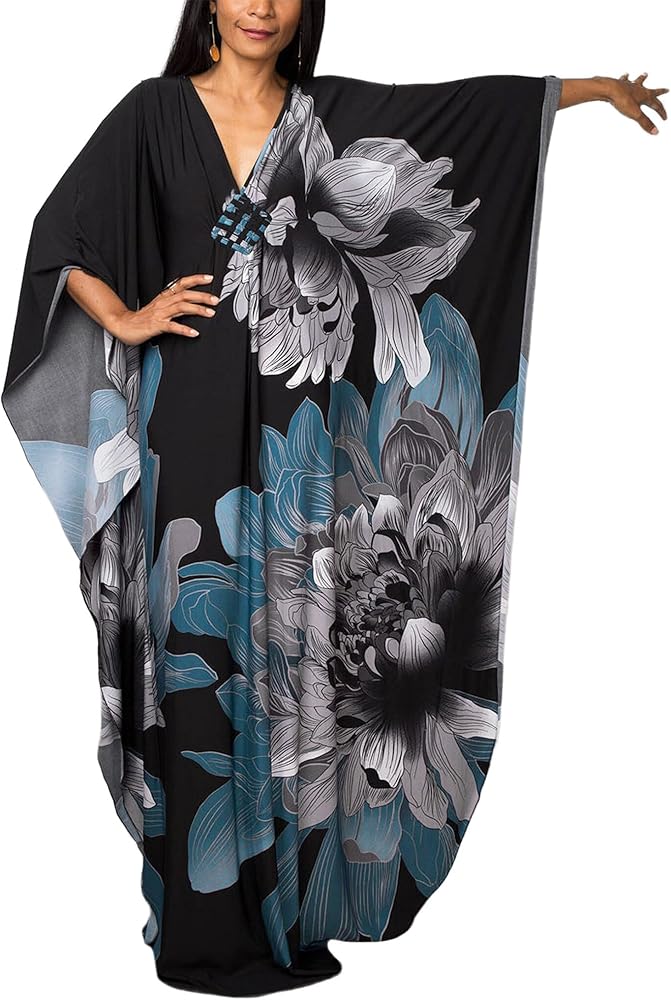 FEOYA Kaftan Cover Up Beach Dresses Ethnic Printed Oversized Baggy Maxi Caftan Swimwear for Women Woven Knot