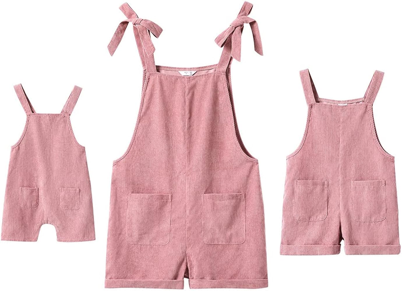 AWIBMK Mommy and Me Outfits Solid Color Family Matching Overall Shorts Jumpsuit Romper Summer Clothes for Mother and Daughter