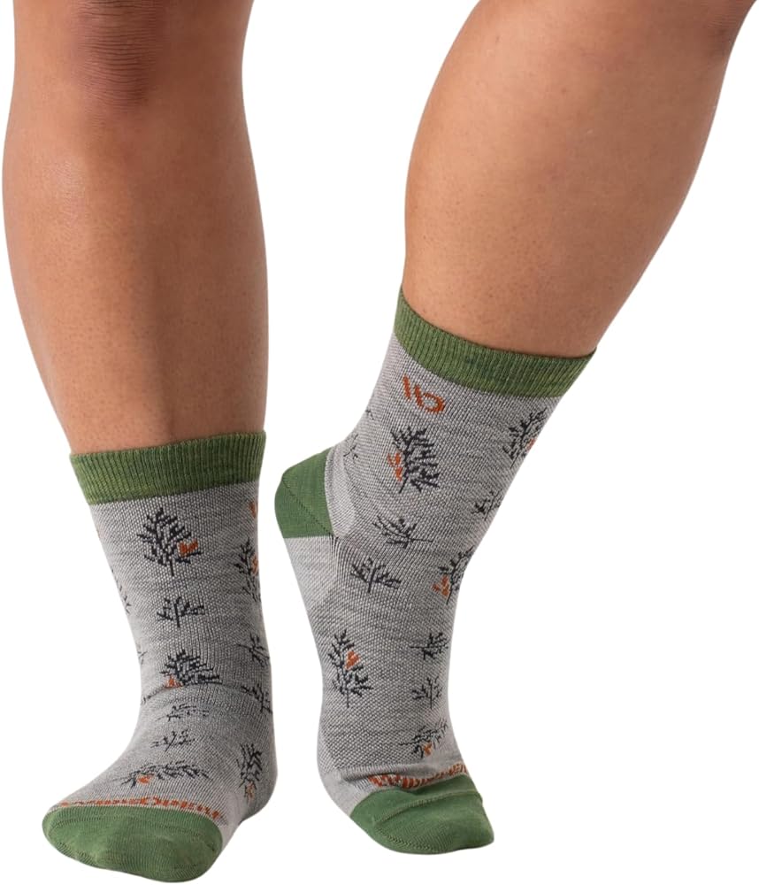 Wide Open Micro Crew Women's Socks - Merino Wool Socks for Women, Foliage Lightweight Everyday Wide Socks