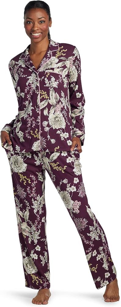 Miss Elaine Women's Cottonessa PJ Set, Patterned Cotton Pajama Set, Sleepwear & Loungewear