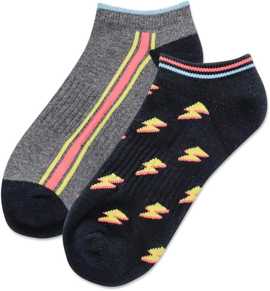 Hotsox Women's Lightning Bolt Low Cut Socks 2 Pair, Women's 9-11