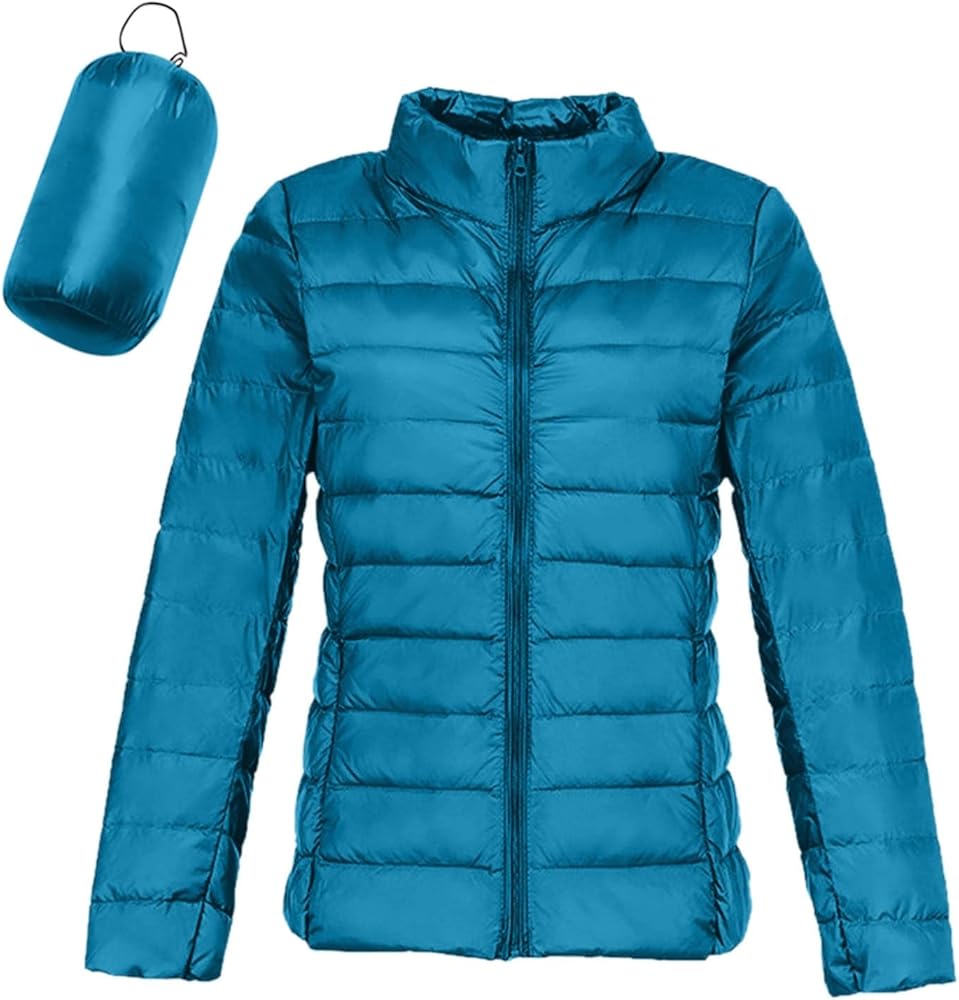 Women's Packable Down Jacket Lightweight Puffer Jackets Hooded 2023 Winter Coat Casual Windproof Outerwear Storage Bag