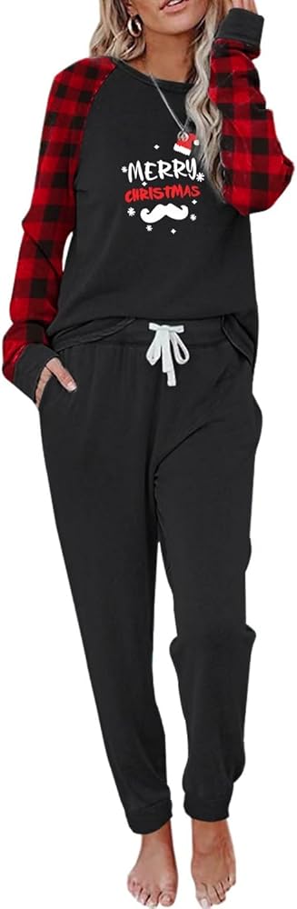 Two Piece Outfits for Women Crewneck Lounge Sets 2 Pieces Sweat Suit Jogger Track Suits with Pockets