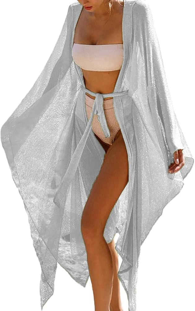 Bsubseach Women Kimonos Swimsuit Cover Ups Open Front Swim Beach Coverup Side Split Loose Kimono