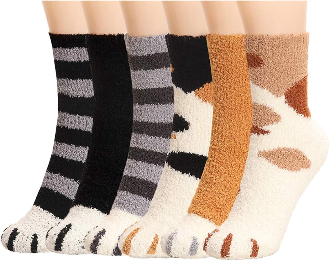 Cat Claw Socks Fluffy Fuzzy Slipper Socks Cute Winter Indoor Sleeping Socks Thickening Warm Socks for Women Girls