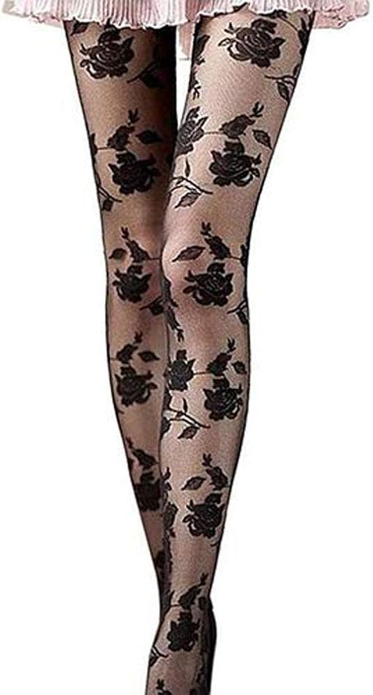 Women Fashion Rose Pattern Tights Pantyhose Mesh Socks Hosiery Stockings