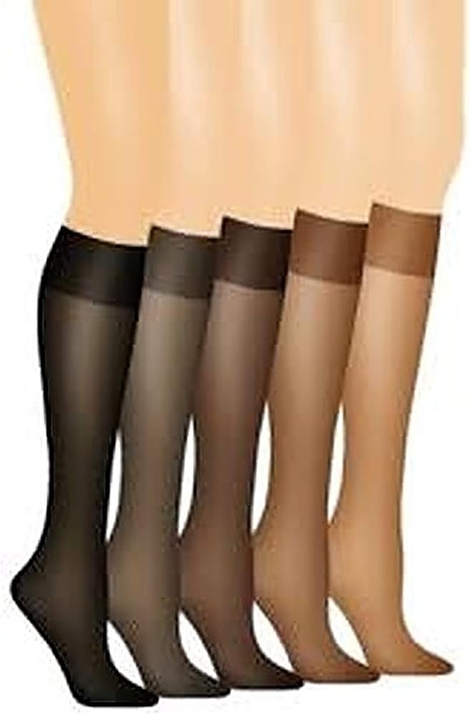 Hanes Silk Reflections Knee Highs, Sandalfoot 3Pk, Barely Black- OneSize