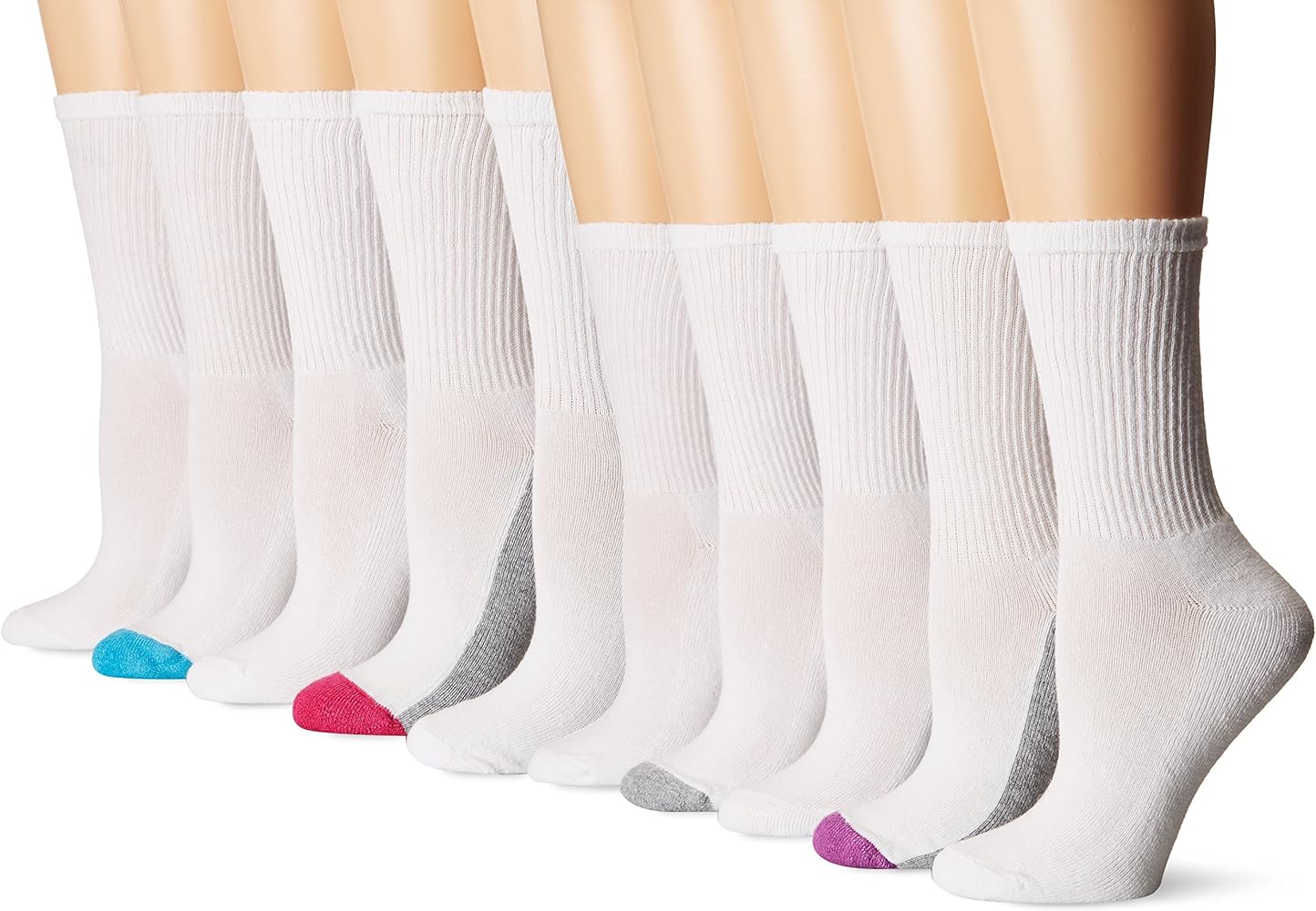 Gildan Womens Half Cushion Crew Socks, 10 Pairs