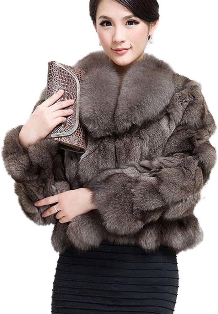 Fur Story Women's Genuine Fox Fur Coat Thick Warm Fur Jacket Winter coat