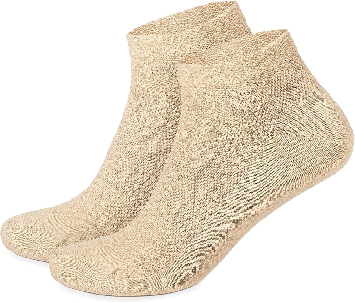 Short Ankle-High Thin Breathable Anti-Sweat Organic Hemp Socks, Unisex, 3-pack (Women's 12-14/Men's 11-13)