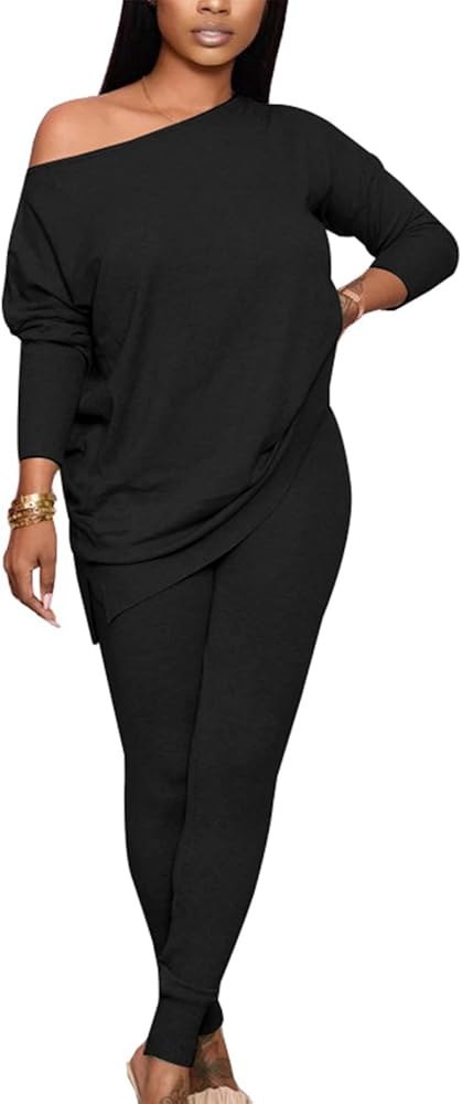 Women's 2 Piece Outfit Sets Casual Long Sleeve T-Shirts Biker Pants Set