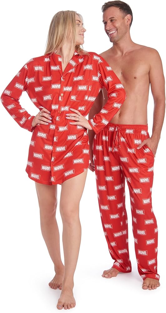 Marvel Avengers Adult His and Hers Matching Sleep Set Men's Lounge Pants or Women's Lounge Shirt