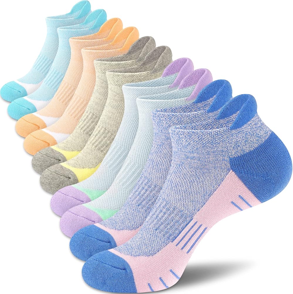 Ankle Socks Women Athletic No Show Socks Running Comfort Cushioned 5-Pairs