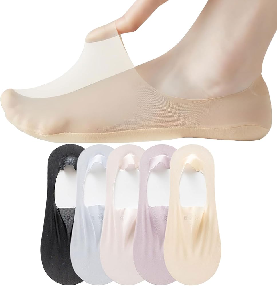 Ice Silk Invisible Boat Socks Invisible Non-slip Ice Silk Socks No Show Socks Women Summer Silicone Socks