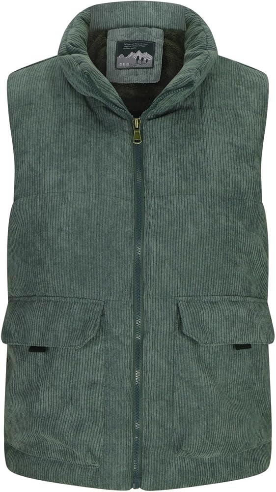 Corduroy Vest for Women Plus Size Thicken Fleece Lined Winter Warm Sleeveless Jackets Hiking Outdoor Casual Coats