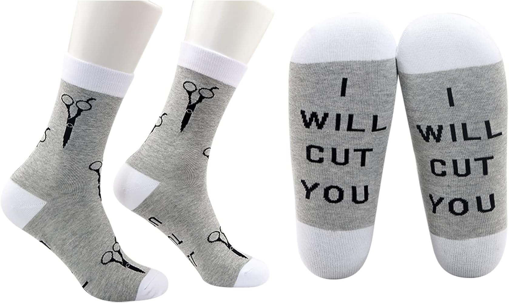 LEVLO Funny Hairdresser Gift Hair Stylist Socks I Will Cut You Cotton Socks Cosmetology Graduation Gift